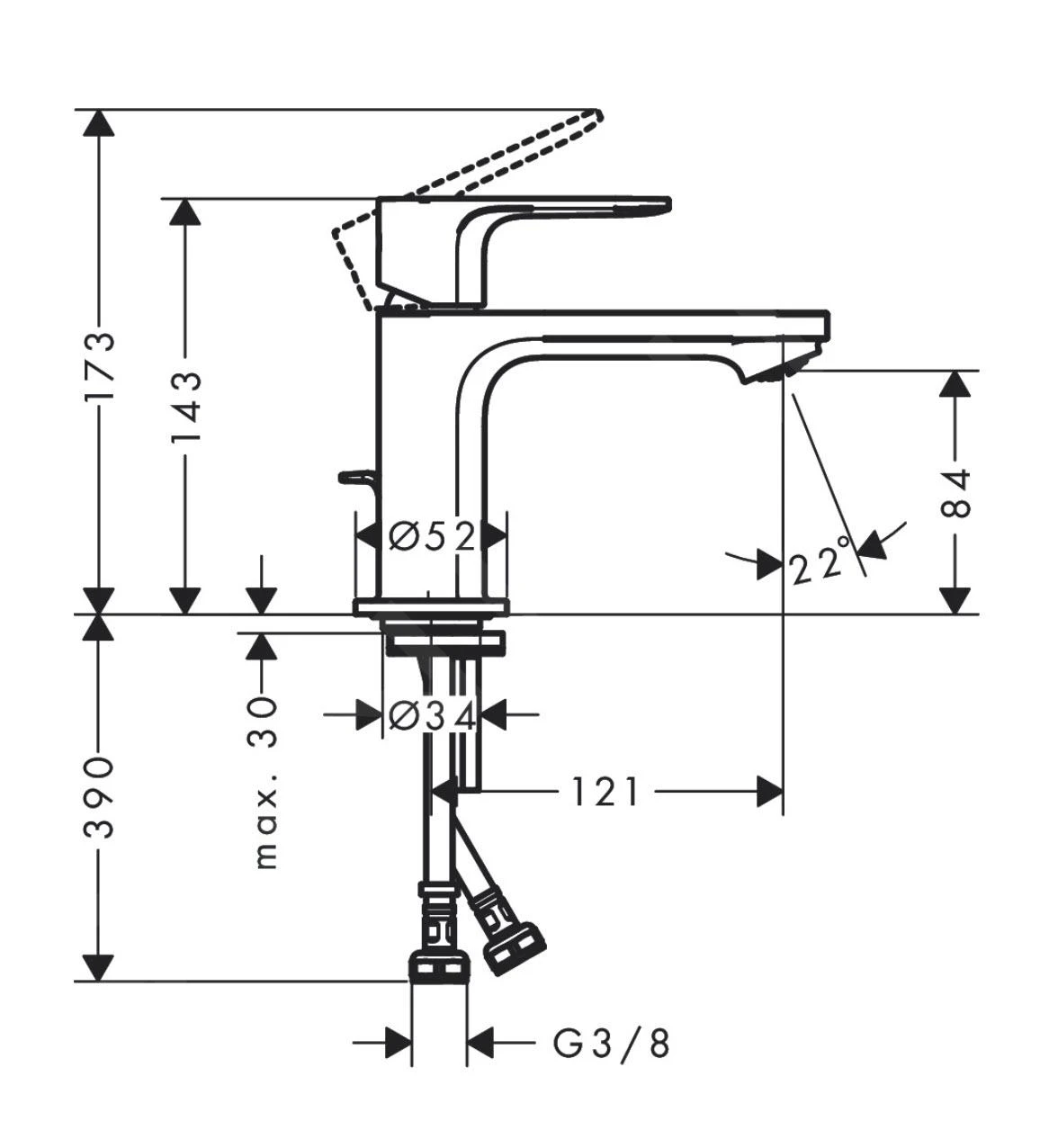 Hansgrohe Rebris S - Wastafelkraan Met Waste, CoolStart, Chroom 72513000 2 Hansgrohe Rebris S - Wastafelkraan Met Waste, CoolStart, Chroom 72513000 - Afbeelding 2