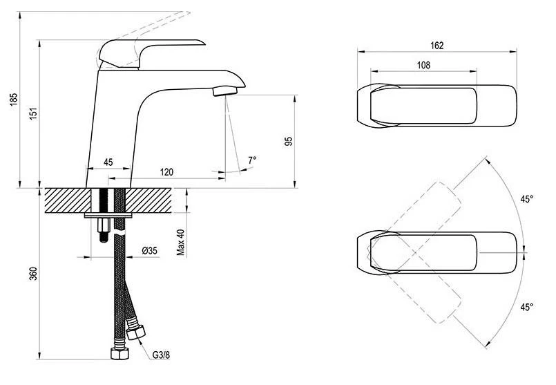 Ravak Flat - Wastafelkraan, Mat Zwart X070173 2 Ravak Flat - Wastafelkraan, Mat Zwart X070173 - Afbeelding 2