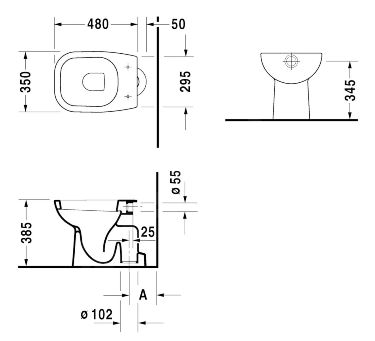 Duravit D-Code - Staande Closet, Afvoer Achter Onder, Alpine Wit 21100100002 2 Duravit D-Code - Staande Closet, Afvoer Achter Onder, Alpine Wit 21100100002 - Afbeelding 2