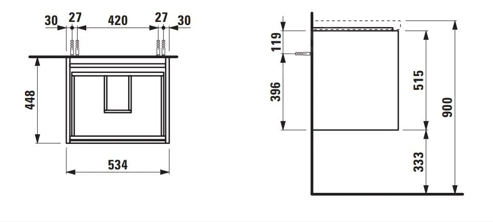 Laufen Lani - Wastafelonderkast, 54x45x52 Cm, 2 Laden, Glanzend Wit H4035221122611 2 Laufen Lani - Wastafelonderkast, 54x45x52 Cm, 2 Laden, Glanzend Wit H4035221122611 - Afbeelding 2