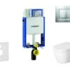 Geberit Kombifix - Toiletset Met Sigma30 Bedieningsplaat, Chroom Mat/chroom + Duravit ME By Starck Hangend Toilet En Wc Bril, Rimless, SoftClose 110.302.00.5 NM7