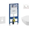 Geberit Duofix - Inbouwreservoir Voor Hangend Toilet Met SIGMA20 Bedieningsknop, Wit/glanzend Chroom + Villeroy Boch - Hangend Toilet En Wc-bril, DirectFlush, SoftClose, CeramicPlus 111.300.00.5 NB4