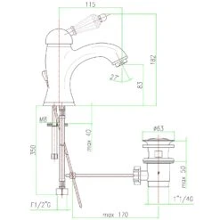Sapho Kirké - Wastafelkraan Met Waste, Kristal Hendel, Chroom KI02KC -Badkamer Luxe 426f741545d5f0591df74ffb