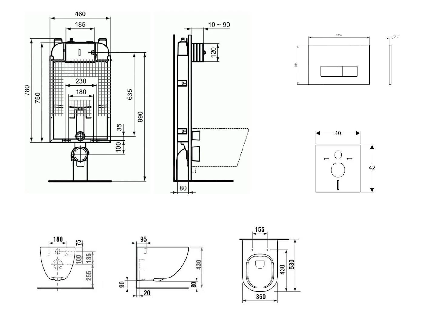 Ideal Standard ProSys - Toiletset- Inbouwreservoir, Closet, WC-zitting Mio, Oleas M2 Bedieningsplaat, Rimless, Slowclose, Antibak, Chroom ProSys80M SP141 2 Ideal Standard ProSys - Toiletset- Inbouwreservoir, Closet, WC-zitting Mio, Oleas M2 Bedieningsplaat, Rimless, Slowclose, Antibak, Chroom ProSys80M SP141 - Afbeelding 2
