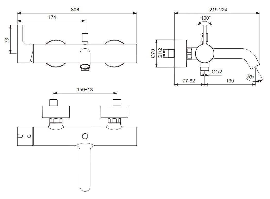 Ideal Standard Joy - Badkraan, Chroom BC786AA 2 Ideal Standard Joy - Badkraan, Chroom BC786AA - Afbeelding 2