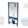 Kielle Genesis - Voorwand Montageset, Tesi Toilet En Softclose Toiletbril, Aquablade, Gemini II Bedieningspaneel, Glanzend Wit/chroom SANI11AD3101