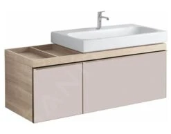 Geberit Citterio - Wastafelonderkast 900 Mm, Met Bijzetplank, Glanzend Glas/licht Eiken 500.568.JI.1