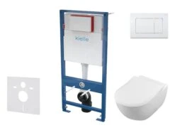 Kielle Genesis - Voorwand Montageset, Subway Toilet En Softclose Toiletbril, CeramicPlus, Gemini III Bedieningspaneel, Glanzend Wit SANI11AK3104