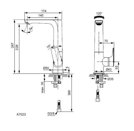 Ideal Standard Connect Air - Wastafelkraan Slim Met Draaibare Uitloop, Chroom A7023AA 2 Ideal Standard Connect Air - Wastafelkraan Slim Met Draaibare Uitloop, Chroom A7023AA - Afbeelding 2