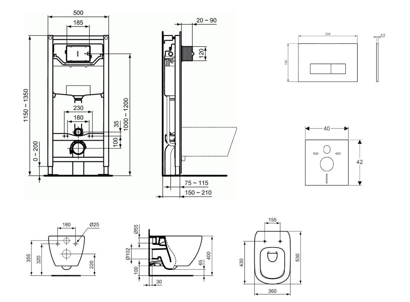 Ideal Standard ProSys - Toiletset- Inbouwreservoir, Closet, WC-zitting Tesi, Oleas M2 Bedieningsplaat, Aquablade, SoftClose, Chroom ProSys120M SP3 2 Ideal Standard ProSys - Toiletset- Inbouwreservoir, Closet, WC-zitting Tesi, Oleas M2 Bedieningsplaat, Aquablade, SoftClose, Chroom ProSys120M SP3 - Afbeelding 2