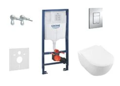 Grohe Rapid SL - Complete Toiletset, Wand-wc + Subway Toiletzitting, Direct Flush, Softclose, Ceramic Plus + Bedieningsplaat Skate Cosmo, Chroom 38528SET-KI