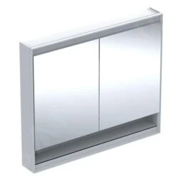 Geberit ONE - Spiegelkast Met LED-verlichting, 1050x900x150 Mm, 2 Deuren, Met Nis, Aluminium 505.834.00.1