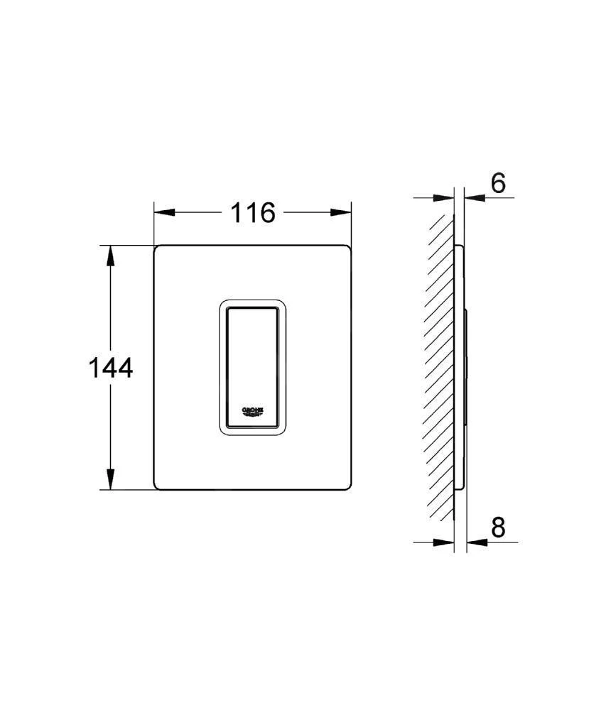 Grohe Skate Cosmo - Bedieningsplaat, Chroom/glas Velvet Black, Zwart 38846KS0 2 Grohe Skate Cosmo - Bedieningsplaat, Chroom/glas Velvet Black, Zwart 38846KS0 - Afbeelding 2