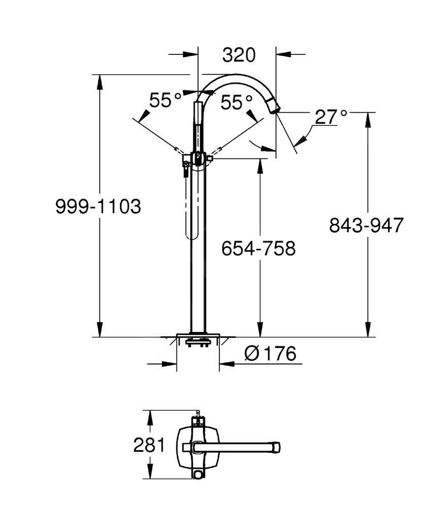 Grohe Grandera - Vrijstaande Badkraan, Chroom 23318000 2 Grohe Grandera - Vrijstaande Badkraan, Chroom 23318000 - Afbeelding 2