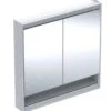 Geberit ONE - Spiegelkast Met LED-verlichting, 900x900x150 Mm, 2 Deuren, Met Nis, Aluminium 505.833.00.1