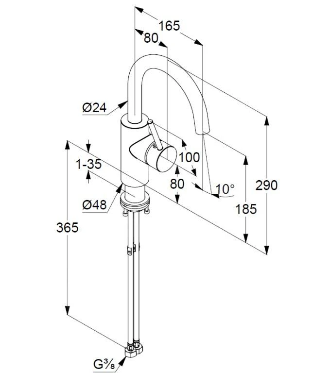 Kludi Bozz - Wastafelkraan, Mat Zwart 380283976 2 Kludi Bozz - Wastafelkraan, Mat Zwart 380283976 - Afbeelding 2