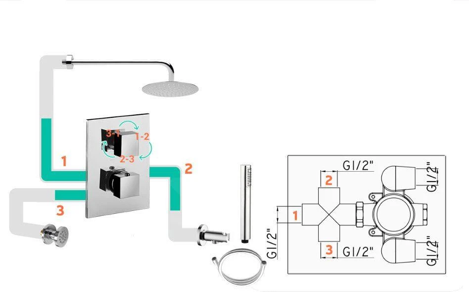 Paffoni Elle - Inbouw Douchekraan Met Omstelkraan, 3 Functies, Chroom EL019CR 3 Paffoni Elle - Inbouw Douchekraan Met Omstelkraan, 3 Functies, Chroom EL019CR - Afbeelding 3