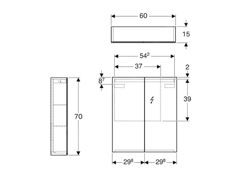 Geberit Option - Spiegelkast Met Verlichting, 600x700x150 Mm 500.582.00.1 2 Geberit Option - Spiegelkast Met Verlichting, 600x700x150 Mm 500.582.00.1 - Afbeelding 2
