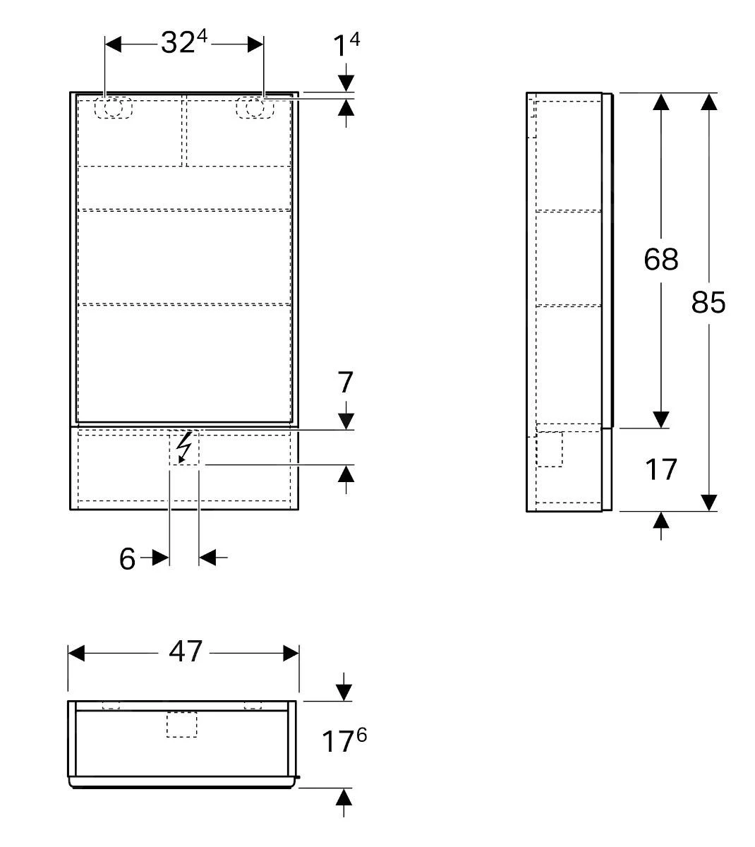 Geberit Selnova Square - Spiegelkast 850x470x176 Mm, 2 Deuren, Mat Lava 501.413.JK.1 2 Geberit Selnova Square - Spiegelkast 850x470x176 Mm, 2 Deuren, Mat Lava 501.413.JK.1 - Afbeelding 2