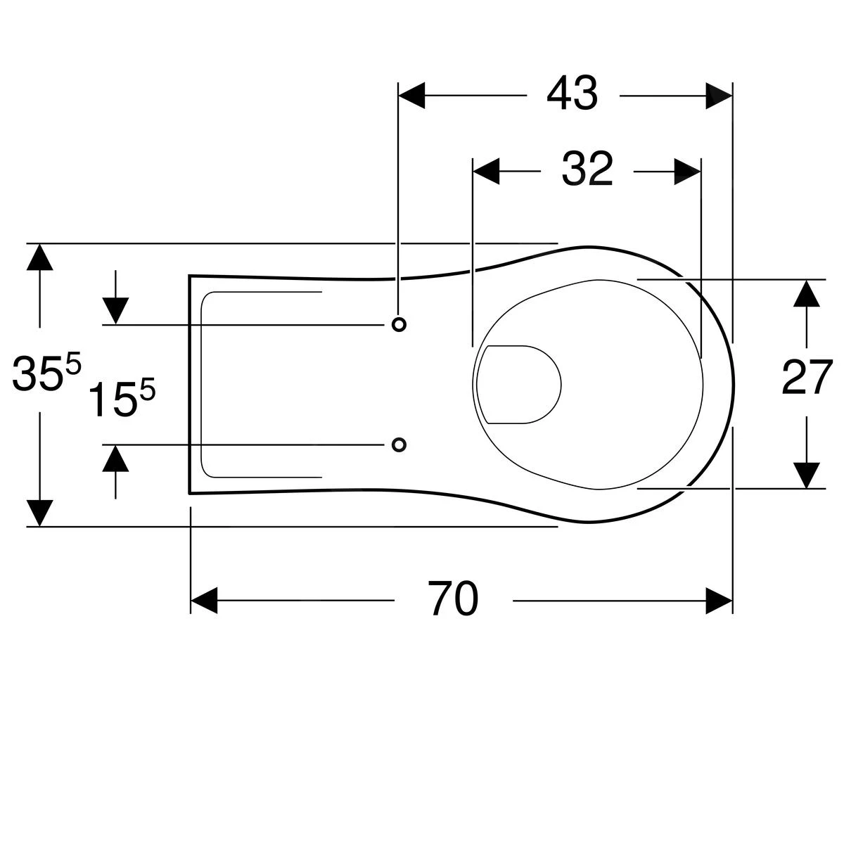 Geberit Vitalis - Hangend Toilet, 355x700 Mm, Wit 201500000 2 Geberit Vitalis - Hangend Toilet, 355x700 Mm, Wit 201500000 - Afbeelding 2