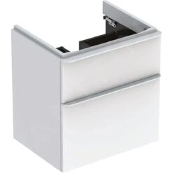 Geberit Smyle Square - Wastafelkast, 584x470x617 Mm, 2 Laden, Glanzend Wit/mat Wit 500.352.00.1