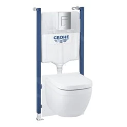 Grohe Solido - Toiletset, Hangtoilet Euro Ceramic En Softclose Toiletzitting, Bedieningsknop Skate Cosmopolitan, Chroom/wit 39889000 -Badkamer Luxe 4f1c88c3639d0ead763e53c6