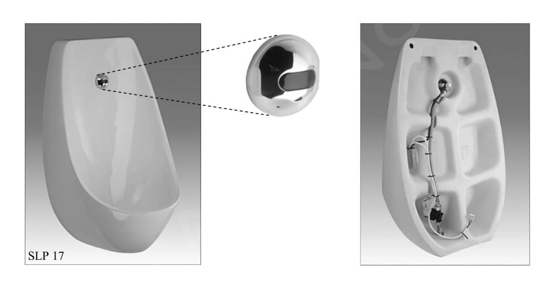 Sanela Elektronische Urinoirs - Domino Urinoir Met Infrarood Spoelsysteem, Elektronica ALS, Voeding 230V AC/24V DC, Wit SLP 17 3 Sanela Elektronische Urinoirs - Domino Urinoir Met Infrarood Spoelsysteem, Elektronica ALS, Voeding 230V AC/24V DC, Wit SLP 17 - Afbeelding 3