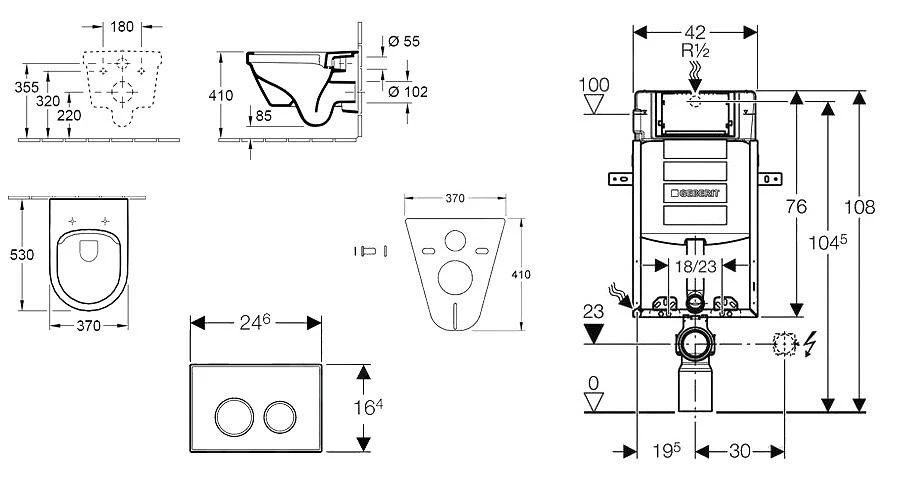 Geberit Kombifix - Inbouwreservoir Voor Hangend Toilet Met SIGMA01 Bedieningsknop, Mat Chroom + Villeroy Boch - Hangend Toilet En Wc-bril, DirectFlush, SoftClose, CeramicPlus 110.302.00.5 NB3 2 Geberit Kombifix - Inbouwreservoir Voor Hangend Toilet Met SIGMA01 Bedieningsknop, Mat Chroom + Villeroy Boch - Hangend Toilet En Wc-bril, DirectFlush, SoftClose, CeramicPlus 110.302.00.5 NB3 - Afbeelding 2