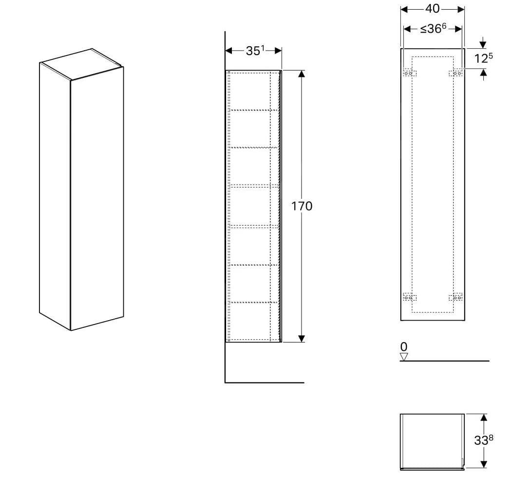 Geberit Xeno 2 - Hoge Kast 1700x400 Mm, Binnenspiegel, Glanzend Wit 500.503.01.1 2 Geberit Xeno 2 - Hoge Kast 1700x400 Mm, Binnenspiegel, Glanzend Wit 500.503.01.1 - Afbeelding 2