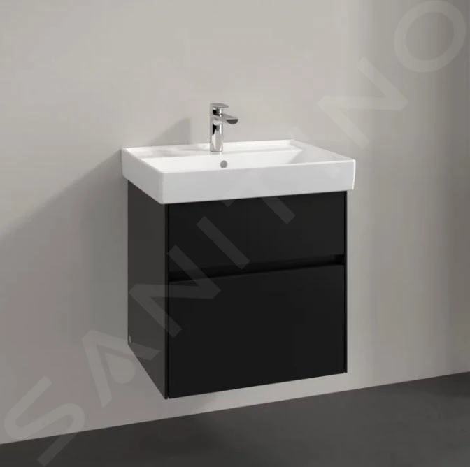 Villeroy & Boch Collaro - Wastafelkast, 554x546x444 Mm, 2 Laden, Mat Zwart C00800PD 3 Villeroy & Boch Collaro - Wastafelkast, 554x546x444 Mm, 2 Laden, Mat Zwart C00800PD - Afbeelding 3