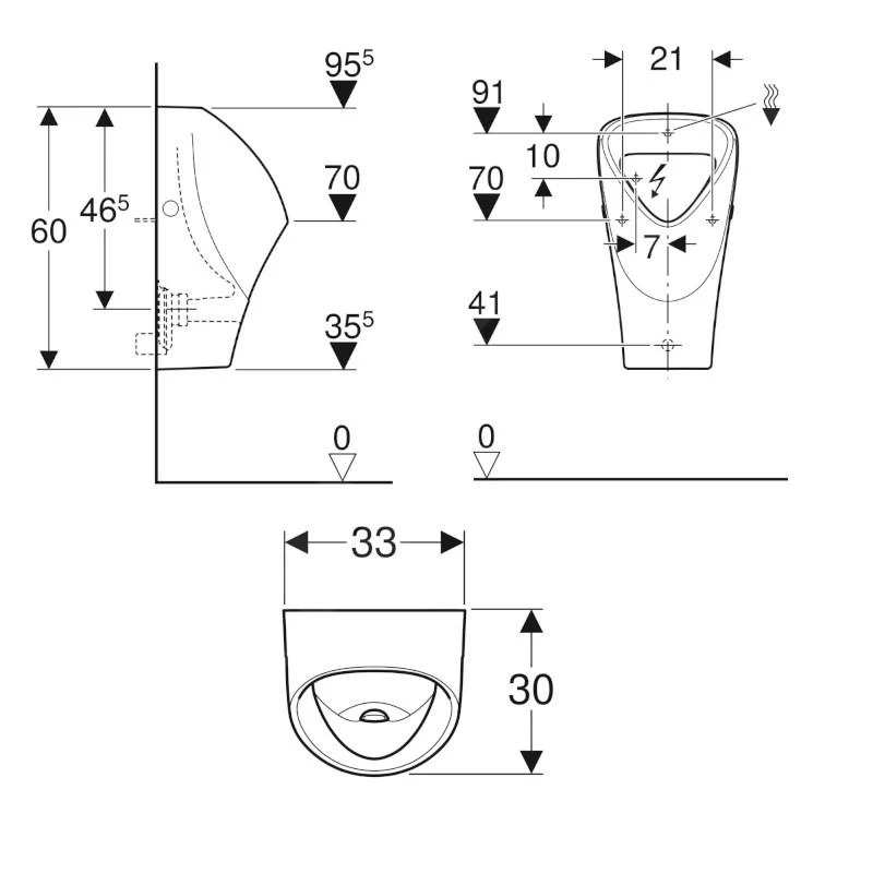 Geberit Selnova - Urinoir Trigonal, Achterinlaat, Wit 501.666.00.1 2 Geberit Selnova - Urinoir Trigonal, Achterinlaat, Wit 501.666.00.1 - Afbeelding 2