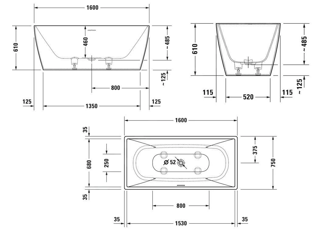 Duravit DuraSquare - Vrijstaand Bad, 1600x750 Mm, DuraSolid, ClickClack, Wit 700460000000000 2 Duravit DuraSquare - Vrijstaand Bad, 1600x750 Mm, DuraSolid, ClickClack, Wit 700460000000000 - Afbeelding 2
