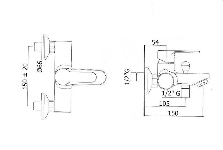 Paffoni Blu - Badkraan Met Handdouche Set, Chroom BLU023CR 2 Paffoni Blu - Badkraan Met Handdouche Set, Chroom BLU023CR - Afbeelding 2