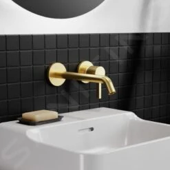 Ideal Standard Joy - Inbouw Wastafelkraan, Uitloop 180 Mm, 2-gats, Brushed Gold A7378A2 -Badkamer Luxe 5295dbf87edb09ee1bfa55ee
