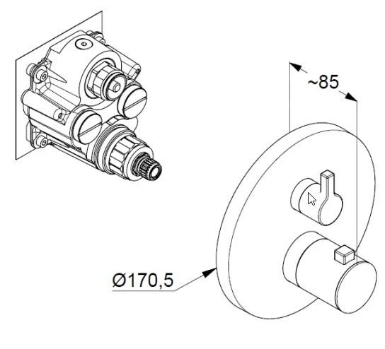 Kludi Nova Fonte - Thermostatische Douchekraan Inbouw, Chroom 208350515 2 Kludi Nova Fonte - Thermostatische Douchekraan Inbouw, Chroom 208350515 - Afbeelding 2