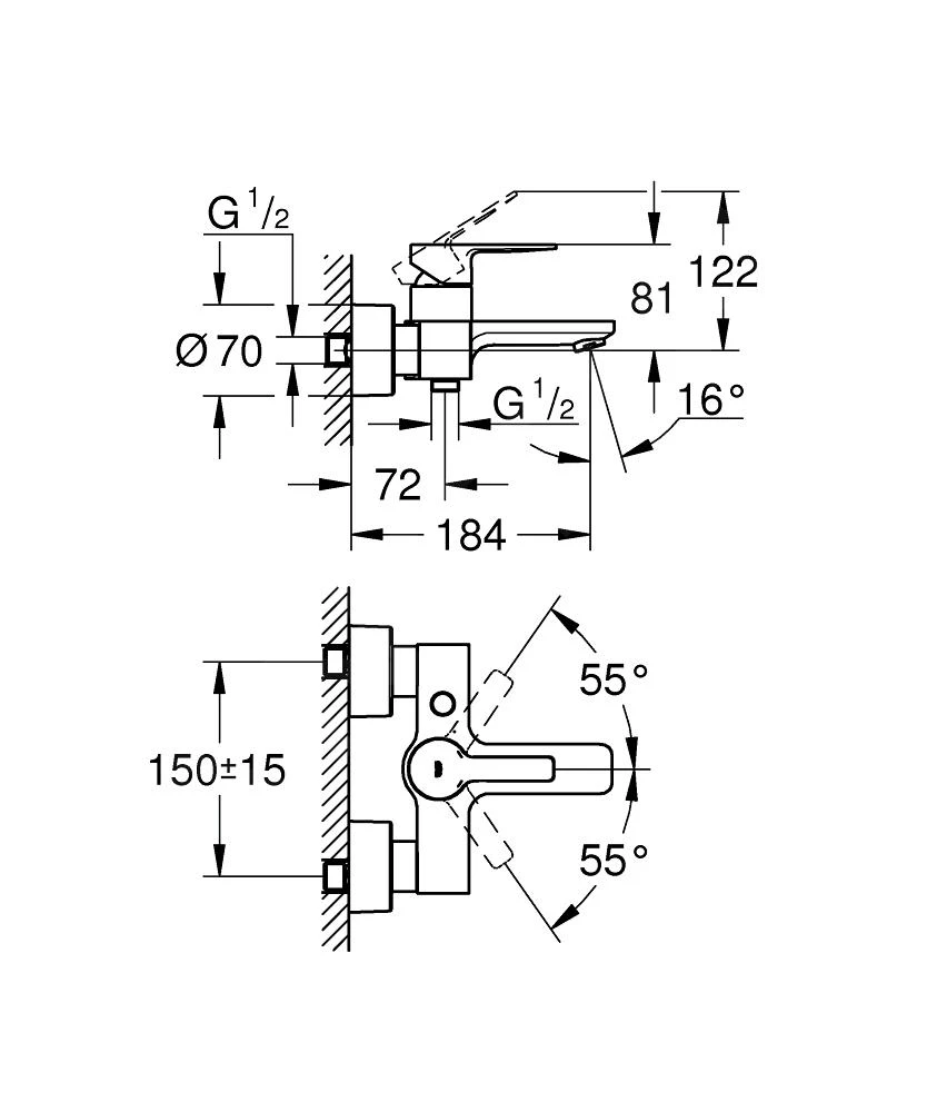 Grohe Lineare - Badkraan, Geborsteld Hard Graphite 33849AL1 2 Grohe Lineare - Badkraan, Geborsteld Hard Graphite 33849AL1 - Afbeelding 2