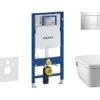Geberit Duofix - Inbouwreservoir Voor Hangend Toilet Met SIGMA30 Bedieningsknop, Glanzend Chroom/chroom Mat + Tece One - Hangend Douche-wc En Wc-bril, Rimless, SoftClose 111.300.00.5 NT6