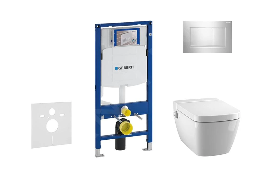 Geberit Duofix - Inbouwreservoir Voor Hangend Toilet Met SIGMA30 Bedieningsknop, Glanzend Chroom/chroom Mat + Tece One - Hangend Douche-wc En Wc-bril, Rimless, SoftClose 111.300.00.5 NT6 1 Geberit Duofix - Inbouwreservoir Voor Hangend Toilet Met SIGMA30 Bedieningsknop, Glanzend Chroom/chroom Mat + Tece One - Hangend Douche-wc En Wc-bril, Rimless, SoftClose 111.300.00.5 NT6