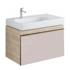 Geberit Citterio - Wastafelonderkast 750 Mm, Glanzend Glas/taupe/licht Eiken 500.557.JI.1