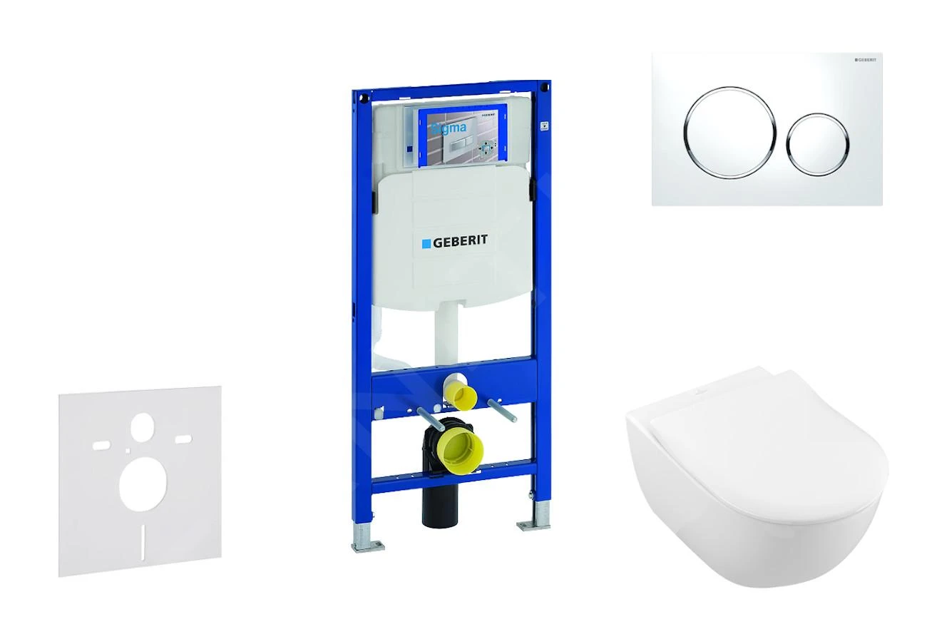 Geberit Duofix - Toiletset Met Sigma20 Bedieningsplaat, Wit/glanzend Chroom + Villeroy Boch Hangend Toilet En Wc Bril, DirectFlush, SoftClose, CeramicPlus 111.300.00.5 NI4 1 Geberit Duofix - Toiletset Met Sigma20 Bedieningsplaat, Wit/glanzend Chroom + Villeroy Boch Hangend Toilet En Wc Bril, DirectFlush, SoftClose, CeramicPlus 111.300.00.5 NI4