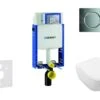 Geberit Kombifix - Toiletset Met Sigma01 Bedieningsplaat, Glanzend Chroom + Villeroy Boch Hangend Toilet En Wc Bril, DirectFlush, SoftClose, CeramicPlus 110.302.00.5 NI2