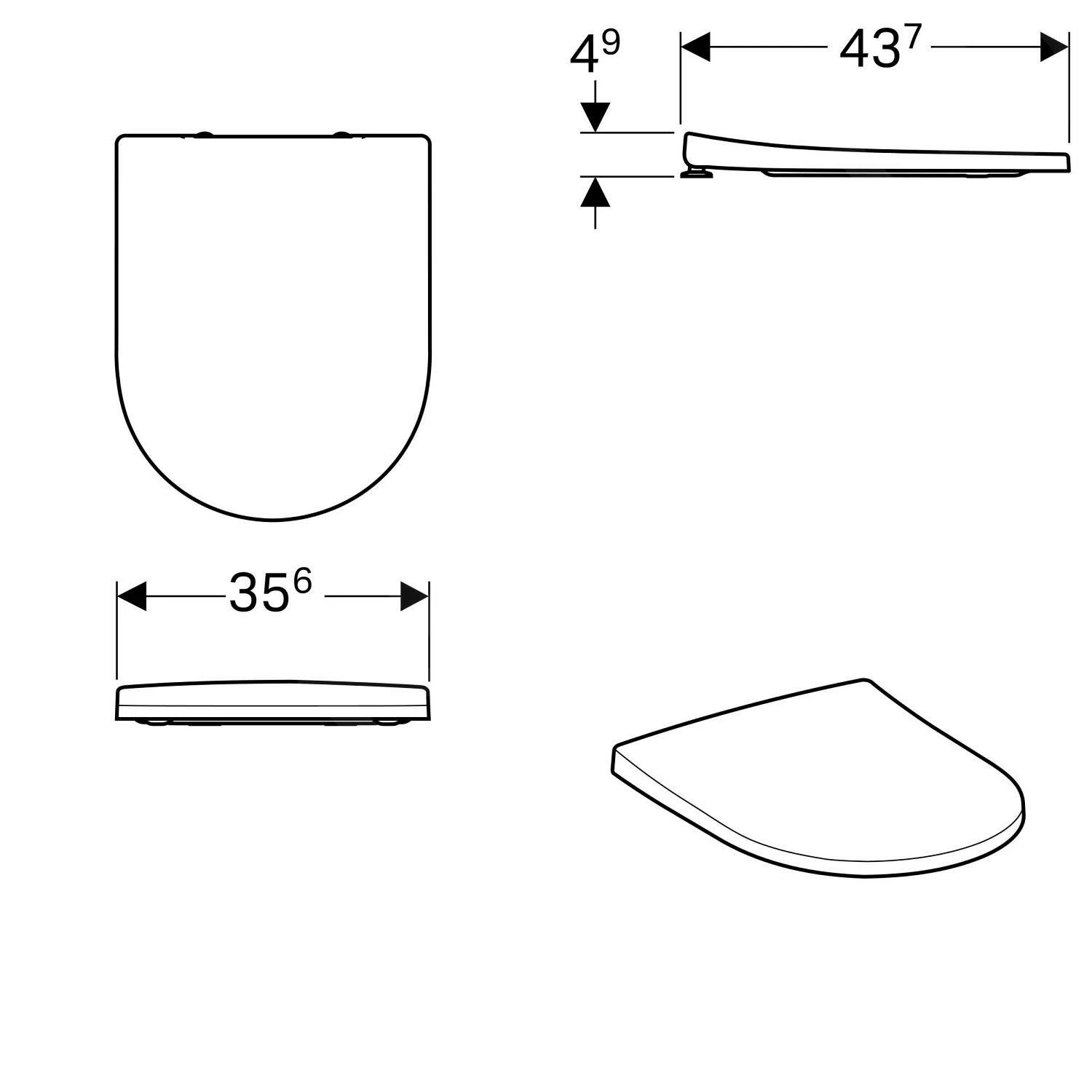 Geberit Acanto - Closetzitting, Duroplast, Softclose, Wit 500.605.01.2 2 Geberit Acanto - Closetzitting, Duroplast, Softclose, Wit 500.605.01.2 - Afbeelding 2