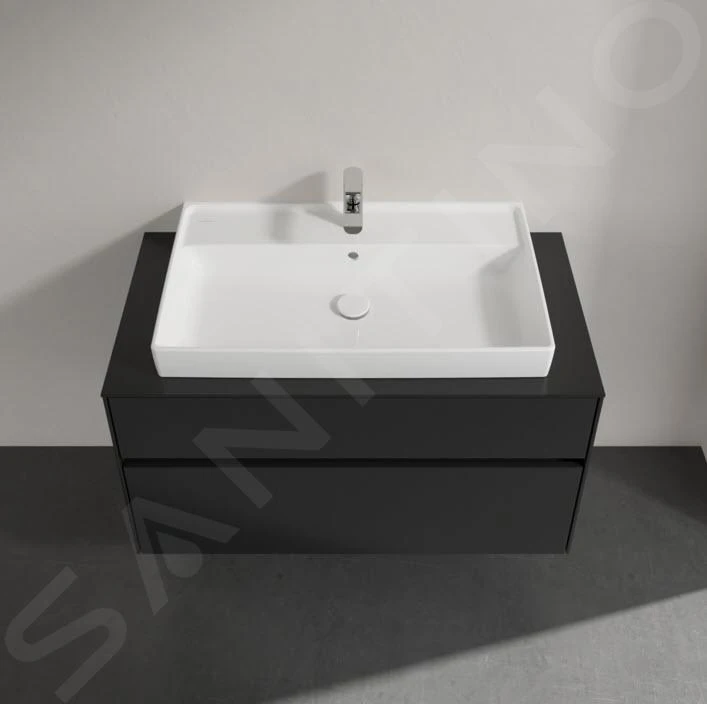 Villeroy & Boch Collaro - Wastafelkast, 1000x548x500 Mm, 2 Laden, Mat Zwart C02000PD 6 Villeroy & Boch Collaro - Wastafelkast, 1000x548x500 Mm, 2 Laden, Mat Zwart C02000PD - Afbeelding 6