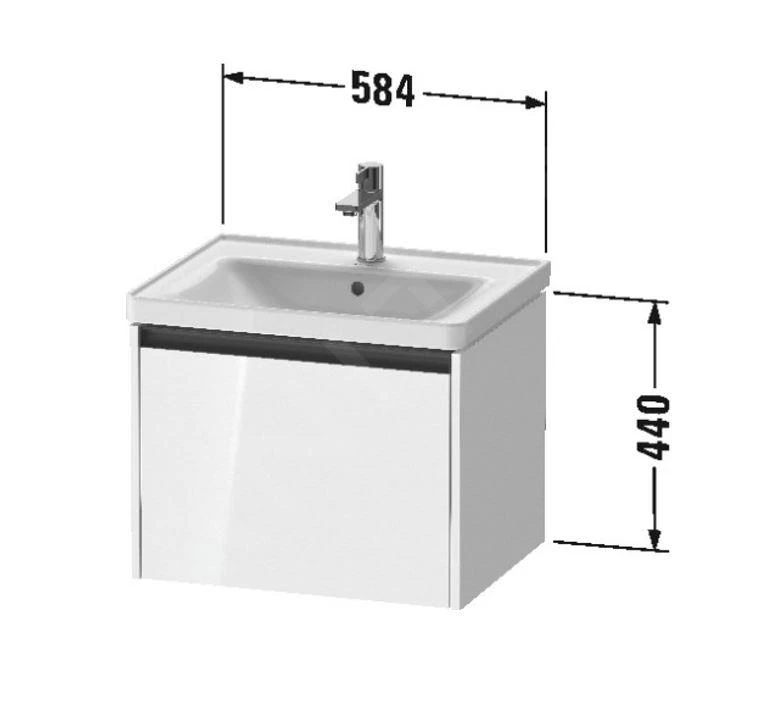 Duravit Ketho.2 - Wastafelkast 440x584x455 Mm, 1 Lade, Glanzend Wit K25081022220000 2 Duravit Ketho.2 - Wastafelkast 440x584x455 Mm, 1 Lade, Glanzend Wit K25081022220000 - Afbeelding 2