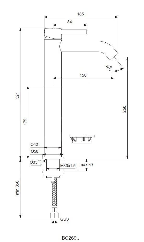 Ideal Standard CeraLine - Wastafelkraan, Chroom BC269AA 2 Ideal Standard CeraLine - Wastafelkraan, Chroom BC269AA - Afbeelding 2
