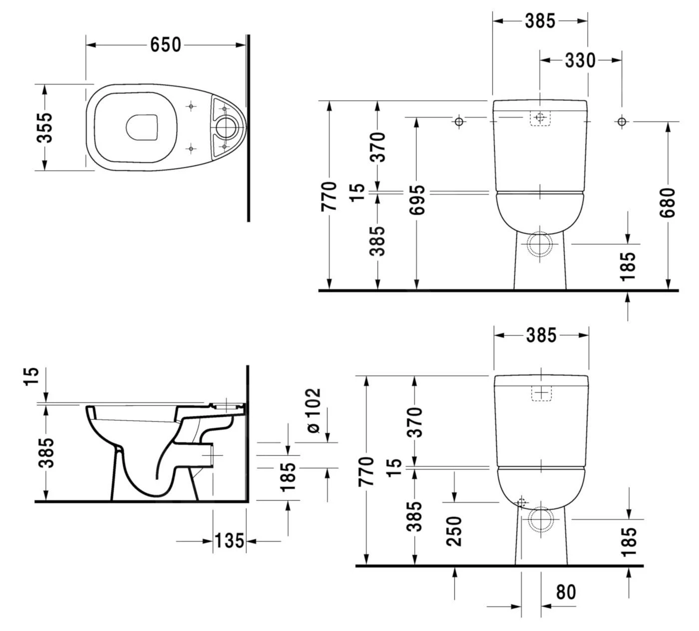 Duravit D-Code - Duoblokpot, Afvoer Naar Achter, Wit 21110900002 2 Duravit D-Code - Duoblokpot, Afvoer Naar Achter, Wit 21110900002 - Afbeelding 2
