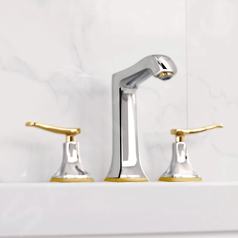 Hansgrohe Metropol Classic - 3-gats Eengreeps Wastafelkraan 160, Met Afvoergarnituur Met Trekstang, Chroom/goud Look 31331090 3 Hansgrohe Metropol Classic - 3-gats Eengreeps Wastafelkraan 160, Met Afvoergarnituur Met Trekstang, Chroom/goud Look 31331090 - Afbeelding 3