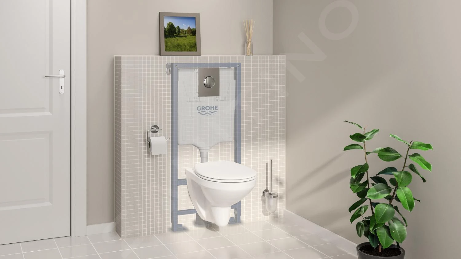 Grohe Solido - Complete Toiletset, Wandcloset + Bau Ceramic Toiletzitting Met SoftClose, Sail Bedieningsplaat, Chroom 39499000 8 Grohe Solido - Complete Toiletset, Wandcloset + Bau Ceramic Toiletzitting Met SoftClose, Sail Bedieningsplaat, Chroom 39499000 - Afbeelding 8