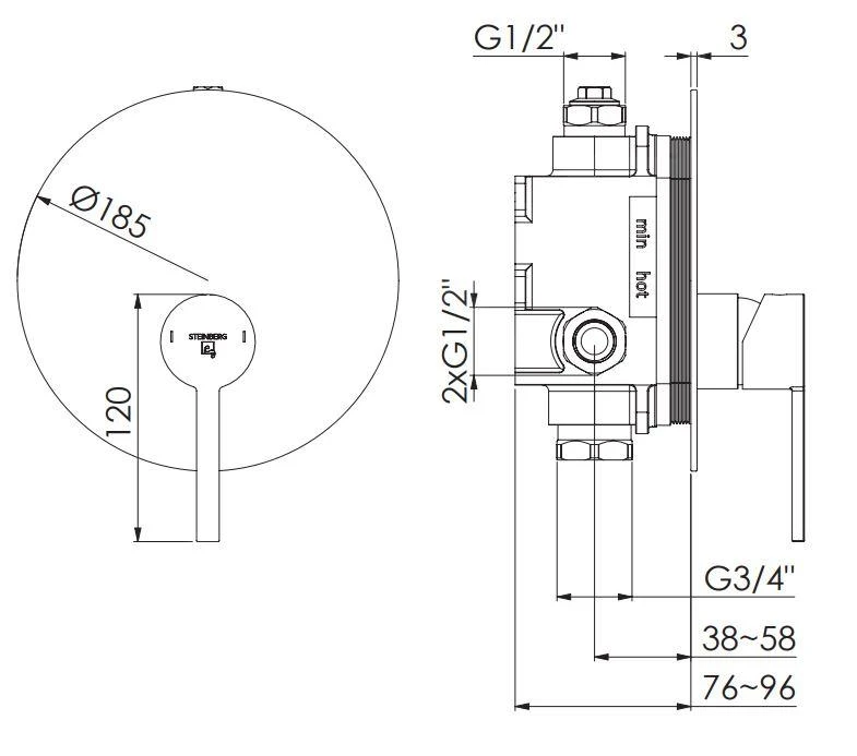 Steinberg 260 - Inbouw Douchekraan, Mat Zwart 260 2243 3 S 2 Steinberg 260 - Inbouw Douchekraan, Mat Zwart 260 2243 3 S - Afbeelding 2