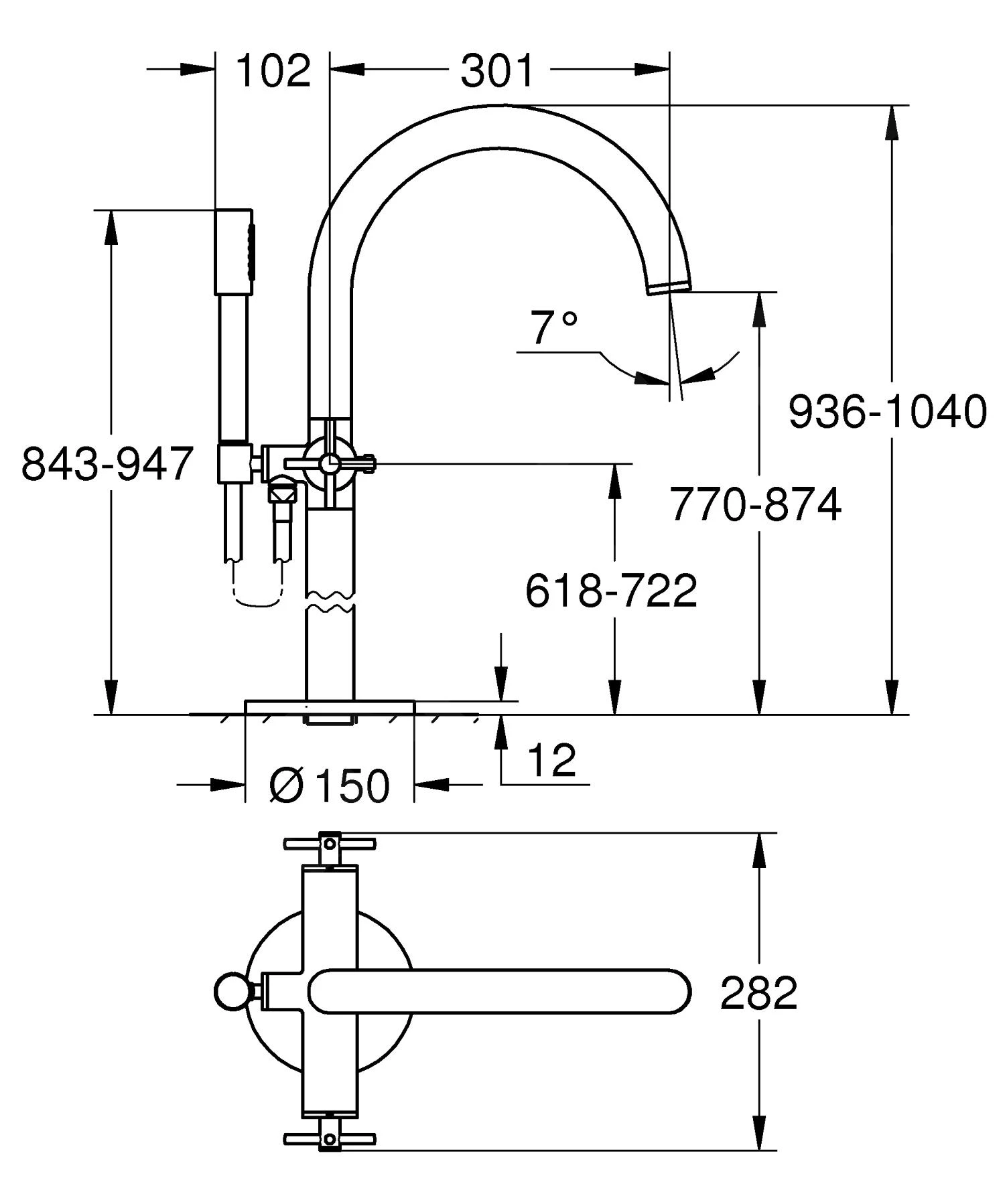 Grohe Atrio - Vrijstaande Badkraan, Met Draaibare Uitloop, Supersteel 25044DC3 2 Grohe Atrio - Vrijstaande Badkraan, Met Draaibare Uitloop, Supersteel 25044DC3 - Afbeelding 2